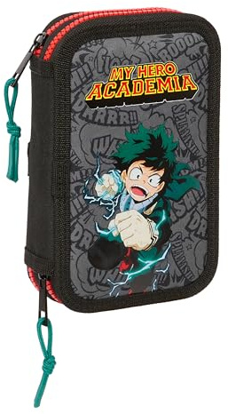 My Hero Akademie Federmäppchen für Kinder, Federmäppchen mit Farben, mit 28 Utensilien, ideal für Kinder von 5 bis 14 Jahren, bequem und vielseitig, Qualität und Widerstandsfähigkeit, 12,5 x 4 x 19,5