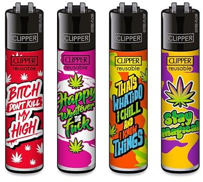 Clipper® 4er Set Weed Statements #6 Feuerzeuge + 1 Sticker High Zombie