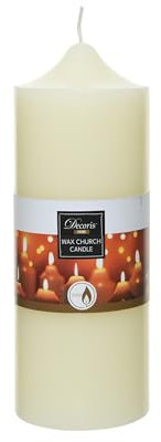 Bougie d'église 7,5 x 20 cm Paraffine – Grande et neutre – Durée de combustion : environ 90 heures de combustion – Bougie en cire comme bougie de baptême – Bougie bloc pour mariage, baptême, Noël