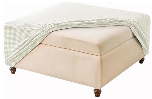 SDNAM Ottomane Schonbezug Hockerbezug, Jacquard Dicker Hocker Hussen für Fußhocker Rechteckig, Stretch Bezug Ottomane Abdeckung Überzug Hocker Protector Hockerabdeckung(#16,110x110 cm)
