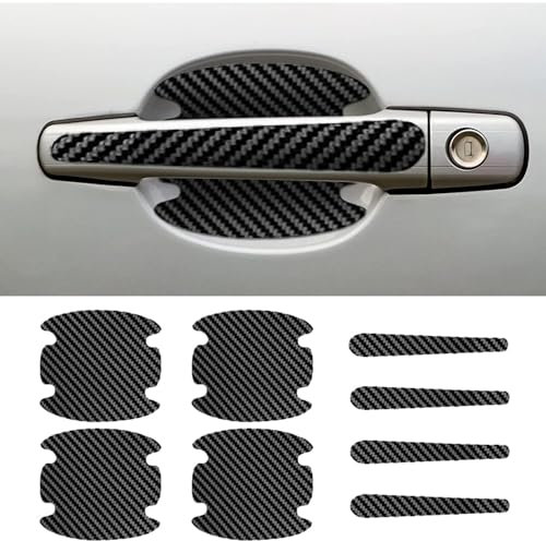 ZYSY 8PCS Car Door Handle Scratch Protectors, Carbon Fibre Car Door Handle Bowl Stickers, Universal Fit, Black