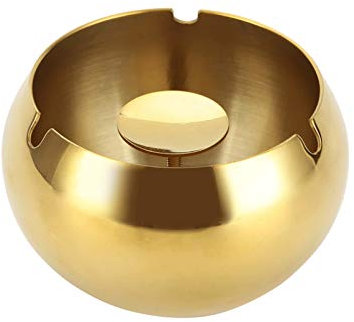 Ashtray Household Stainless steel Ashtray Personalized bar Ashtray Large Capacity Desktop Coffee Table Living Room Ashtray (black/silver/gold/rose Gold) Ashtray for Home Office(Color:Silver,Size:S)