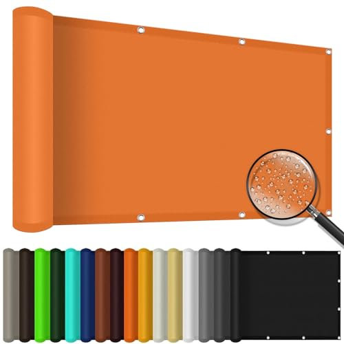 Sonnensegel Balkon 6 x 6 m Wasserdicht Sonnenschirm Segel 95% UV Schutz Reißfest Wetterfest für Garten Terrasse Camping Balkon Outdoor, Orange