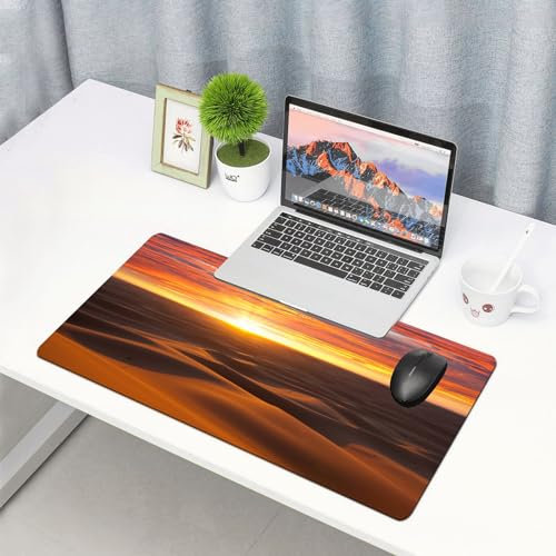 EYLOZS Großes Gaming-Mauspad mit genähten Kanten,mit rutschfeste Unterseite,Wüste, dramatische Sonnenuntergangslandschaft in der Sahara Dünen TRO,cooles Schreibtischpad für Tastatur und Maus,40x75 cm