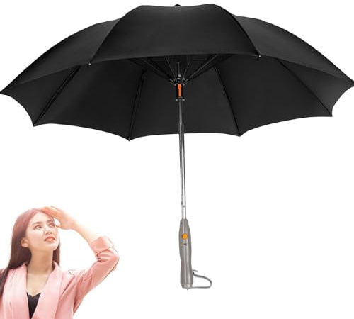 Sonnenschirm mit eingebautem Lüfter, Sonnenschirm mit Ventilator und Zerstäuber | Kühlender Regenschirm mit UV Block mit Mister, Sonnen- und Regenschirme mit UV-Schutz mit Ventilator und Mister für