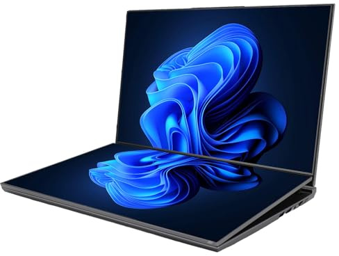 Tangxi Laptop Doppio Schermo da 16 Pollici, Laptop Touchscreen Pieghevole a 180°, CPU I7-1270P, DDR5 da 16 GB, SSD da 256 GB, Webcam, Wi-Fi Dual Band, Batteria da 9000 MAh, 11 Pro