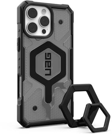 URBAN Armor Gear Bundle Pathfinder MS Case/Magnetring kompatibel mit Apple iPhone 16 Pro Max (Wireless Charging/Magnetische Aufladung kompatibel, Hülle inkl. Band) ash/schwarz