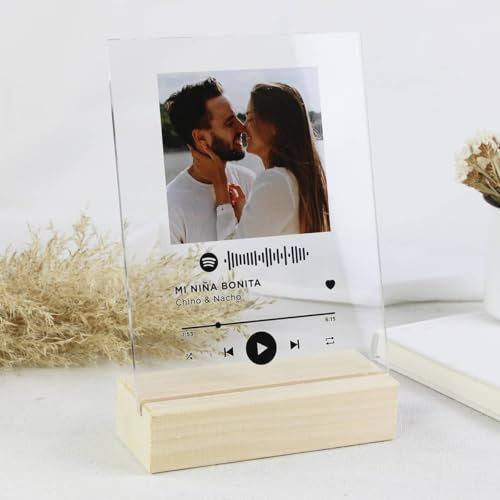 Lámpara Placa Lámina Personalizada Código Canción Base Luz Led Madera Decoración Lámina Regalo Novio Novia Pareja Amiga (Sólo Lámina)