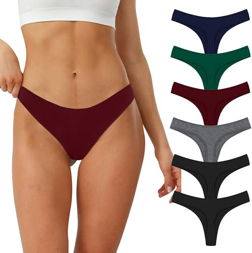Lakpoau String Tanga Damen Baumwolle String Damen Tangas Unterwäsche Frauen Strings Set Unterhosen Sexy Slips Panty Thong Underwear Women Panties 6er-Pack UN8-S-6