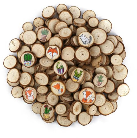 150 Stück Holzscheiben, Runde Holzscheiben zum basteln, 1-3cm Baumscheiben, Natürlich Holzplättchen mit Baumrinde, Holz zum Basteln, Baumstamm Deko für DIY Basteln, Weihnachten Dekoration