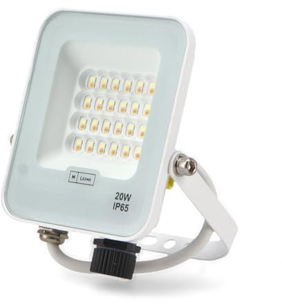 M Ledme - Projecteur LED Napoli Plus Blanc 20W, Protection IP65, Intensité variable de la lumière froide à la lumière chaude 2700K-6500K, Pour utilisation dans les jardins, terrasses, hôtels.
