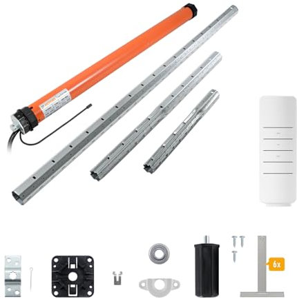 3T-MOTORS Funk-Rollladenmotor Komplettset mit Fernbedienung HSZ1, SW40 Welle 1,90 m, 3T35-13RBX (Zugkraft 13 Nm/40 kg) Rollladenantrieb mit elektronischen Endschaltern, bidirektional