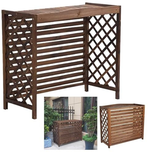 Cubierta de aire acondicionado para exteriores, rejillas de madera maciza para aire acondicionado, cubierta oculta independiente (tamaño: 85 x 35 x 75 cm)