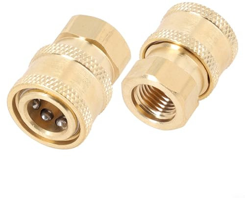Quick-Connect - Filetage interne femelle 1/4NPT - 2 raccords en laiton à connexion rapide pour nettoyeurs haute pression - Coupleurs NPT femelles de 6,35 mm - Connexion sécurisée