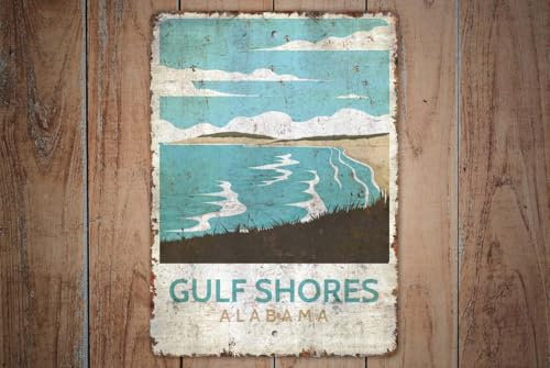 Gulf Shores Schild - Alabama Dekor - Alabama Beach - Strand Dekor - Strand Schild blechschilder retro mit sprüchen vintage home deko 12x8 inch/30x20cm