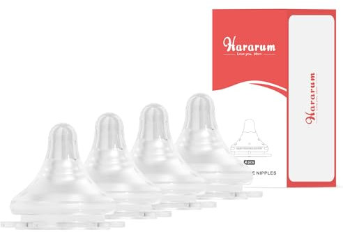 Natürlicher Babyflaschen-Silikonsauger Größe 1, Langsamer Fluss (S), Anti-Kolik, Brustähnlich, ab 1 Monaten, 4 Stück