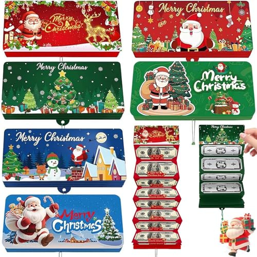 Pipihome Geldgeschenke Weihnachten, 6 Stück Weihnachts-Geld Geschenkkartenhalter mit 10 Fächern, Geldgeschenke Geburtstag Kollegen Freunde
