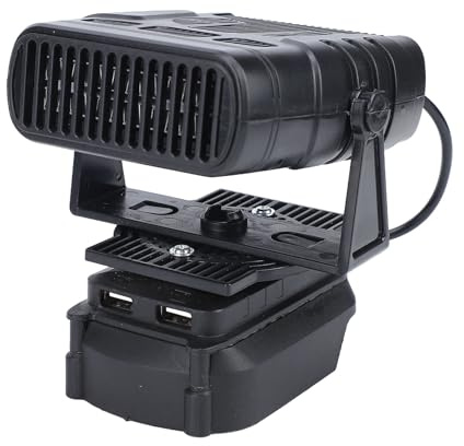 Aoaoy Chauffage à piles, ventilateur de chauffage de voiture 170 W portable pour dégivrage de fenêtre de voiture avec 2 réglages réglables pour toutes les voitures