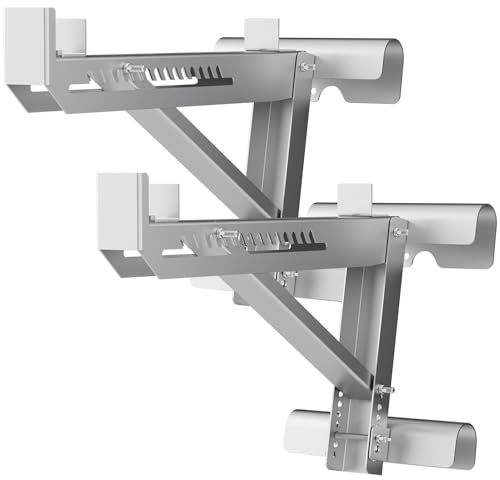 1 Pair Ladder Jacks for Scaffolding Platform, Heavy-Duty Steel Extension Scaffold Bracket, 264lbs Capacity Two-Rung Short Body Ladder Jack for Work Platforms, Masonry, Painting, Roofing Silver