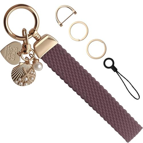 Vesavifaka Schlüsselanhänger, Schlüsselbund – Fishnet Stretchy Wristlet Keychain, Geflochtene Handgelenk Lanyards für Schlüssel, Telefon Handgelenkband, Schlüsselanhänger Auto