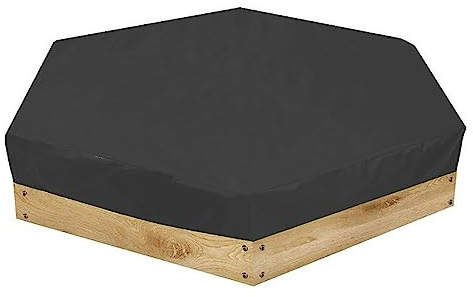 Hexagonal Sandbox Cover, Outdoor Sand Box Cover with Drawstring Mini Frame Pool Covers for Outdoor Garden 55.1 x 47.2 x 7.9in (Black)