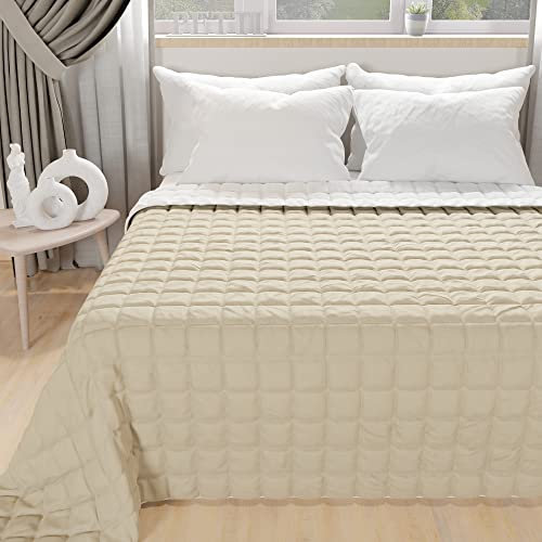 PETTI Artigiani Italiani - Trapuntino Singolo, Copriletto Singolo, Trapuntino Double Face, Trapunta Primaverile, Bianco Tortora, 100% Made in Italy