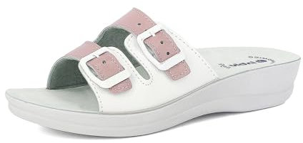 inblu Ciabatte Donna con Fibbia Regolabile Pantofol Anatomiche Linea Benessere Traspirante Morbide Aperta VR0062 (Rosa,39)