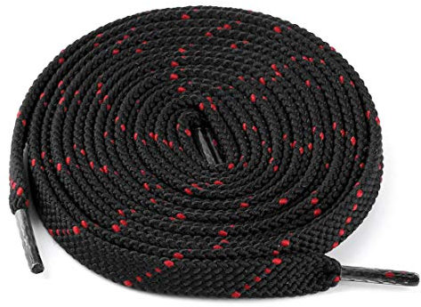 sourcing map 3 Pares Cordones planos de sarga de doble color para zapatillas de deporte Cordones gruesos de colores sólidos unisex Negro rojo 140 cm/55
