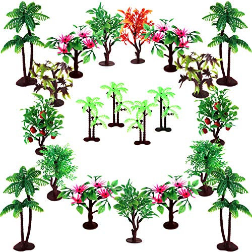 Upgrade Trees Cake Decorations, OrgMemory Modell Trees with Bases, (19pcs, 3-5.5/7.5-14cm), Ho Scale Trees, Diorama Supplies for Crafts or Cake Decorations