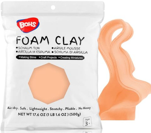 BOHS Pâte à modeler en mousse et slime Couleur Pêche, Autodurcissante, pour les arts et l'artisanat préscolaires, 500 grammes