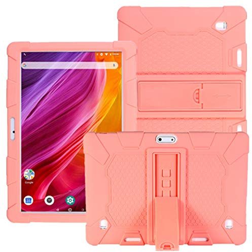 HminSen Case for Dragon Touch Notepad K10 / Max10 Tablet, Silicone Adjustable Stand Cover Compatible Dragon Touch K10, Victbing 10, ZONKO 10.1,Hoozo 10, Winsing 10, Lectrus 10.1 Android Tablet (Pink)