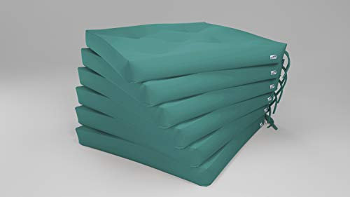 Rollmayer 6er Set Stuhlkissen mit Steppung Stuhlauflage Sitzkissen Sitzpolster Auflage für Stühle in Haus und Garten Kollektion Vivid (Türkis 17, 40x40x4cm)