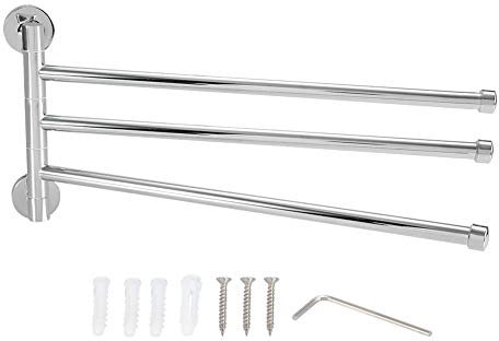 Riel giratorio para toallas, acero inoxidable, montado en la pared, con múltiples brazos, giratorio de 360 °, soporte para toallas, estante para colgar toallas, para cocina, inodoro y baño(3 brazos)