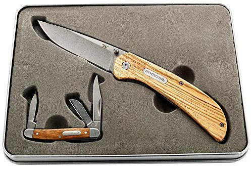 ECOMMUR Estuche de navajas ! Cuchillo stagecoach + navaja heel spur marca Winchester. de acero inoxidable.
