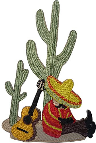 Mexikanischer Sombrero Hut Kaktus Gitarre Aufnäher Gesticktes Abzeichen Bügeleisen Nähen Sie auf Kleidung