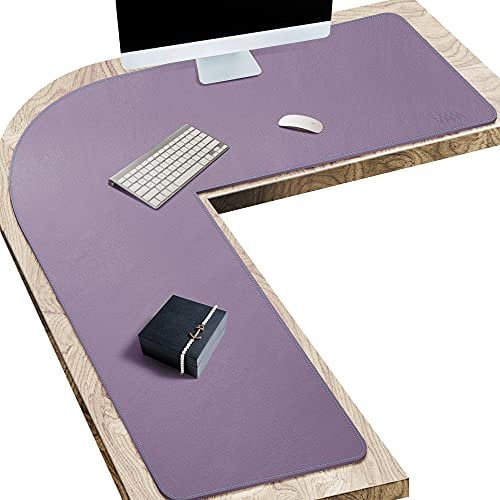 L-förmiger Schreibtischunterlagenschutz, groß, doppelseitig, Gaming-Mauspads, rutschfest, PU-Leder, Laptop-Schreibunterlage, wasserdicht, für Büro und Zuhause (110 x 110 x 40 cm, lila)