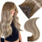 Easyouth Echthaar Extensions Clip in Balayage BLond Clip in Extensions Echthaar Dunkelbraun Ombre Hellbraun Mittelblond Extensions Echthaar Clip Remy Menschenhaar Invisible 35cm 70g 7pcs #3/8/22