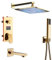 Huin Ensemble de robinets de douche numériques dorés Pommeau de douche à pluie LED doré à 3 voies avec affichage numérique de la température mitigeur de baignoire bec de douche-16 pouces