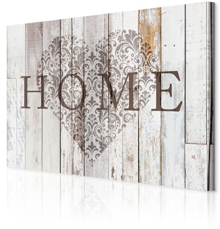 decomonkey Akustikbild Home 120x80 cm 1 Teilig Leinwand Modern Bilder Leise | Wandbilder XXL, Schallschlucker, Schallschutz, Akustikdämmung, Wandbild, Deko, Herz, Holz, Ornament