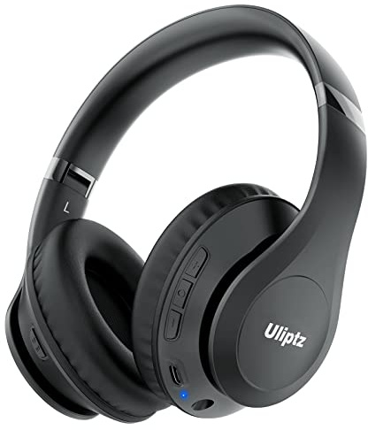 Uliptz Cuffie Wireless Bluetooth, 65 Ore Di Riproduzione, 3 EQ Modalità di Suono, Cuffie Senza Fili Stereo HiFi Over Ear con Microfono, Cuffie Bluetooth 5.2 per Viaggio/Ufficio/Telefono/TV/PC (Nero)