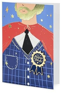 PartyDeco Vatertagskarte mit Pin Grußkarte und Umschlag Vatertagsgeschenk Superhelden Geburtstagskarte zum Vatertag Papas Geburtstagsgeschenk für Ehemann