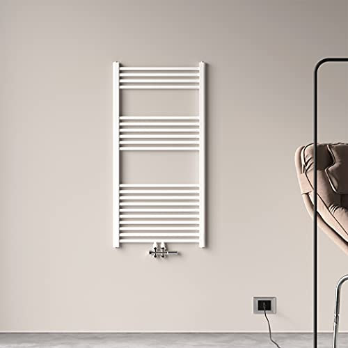 AICA Heizkörper Badheizkörper Handtuchheizkörper Mittelanschluss 1200x600mm Handtuchhalter Handtuchtrockner Vertikal Einlagig Gerade Weiß Mittelanschluss 705W
