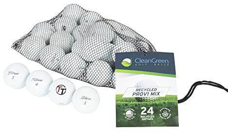 Clean Green Golf Balls 24 für Titleist Pro V1 Recycelte Golfbälle Mix - Inklusive gebrauchten Golfbällen Bulk und Mesh wiederverwendbare Tasche - Recycelte & gebrauchte Golfbälle für Damen und Herren