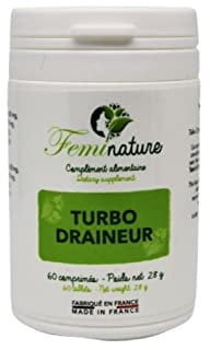 Draineur Retention d'Eau | Turbo Draineur 60 Comprimés Vegan | Detox Foie & Colon | Diurétique - Elimination Toxines | Bardane - Pissenlit - Fumeterre | Brûleur Dépuratif | Fabriqué en France