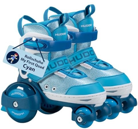 HUDORA Rollschuh My First Quad in versch. Größen & Farben - hochwertige Kinderrollschuhe bis 20kg - Kinder Skates größenverstellbar - sichere Einsteiger-Rollerskates mit großen Rollen