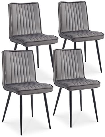 TUKAILAi Dining Room Chairs Set of 4, Upholstered Seat Kitchen Chair with Backrest and Metal Legs Velvet Padded Leisure Lounge Chairs for Home Office Living Room Dressing