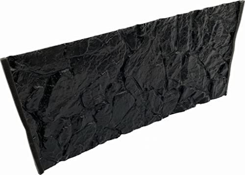 PLASTIKO - Aquarium Hintergrund 3D I Rückwänd 120x50 cm I Leicht zu Montieren und Reinigen I Keine Verklebung Erforderlich I Sicher für Tiere I Schwarz mit einem Muster aus Niedrigen Steinen