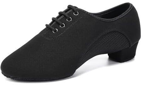 SWDZM Scarpe Ballo Allenamento Donna Pratica Tacco 3.5 cm | Tessuto elastico con pannello a rete laterale,Suola scamosciata,Tacco stabile da 3,5 cm,Per Latino, Salsa pratica e Tango