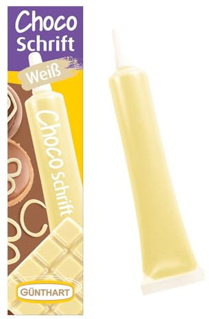 Günthart BackDecor 25 gr Chocoschrift ROT für jegliche Süßspeisen in weißer Farbe aus Schokolade für schöne Schriftzüge und Muster, 1er Pack (25 gr)
