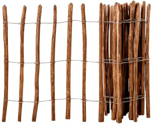 INLIFE Staketenzaun Haselnussholz 90 x 500 cm,16.3kg,43141
